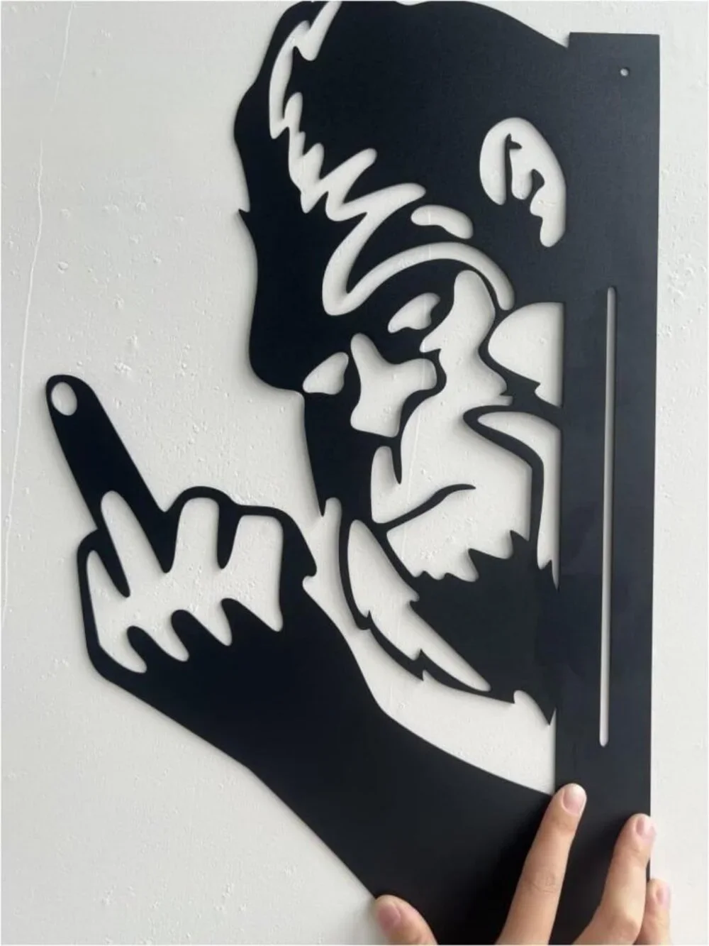 Funny Bigfoot Metal Wall Art - Large Peeking Middle Finger Sign for Garden Decor